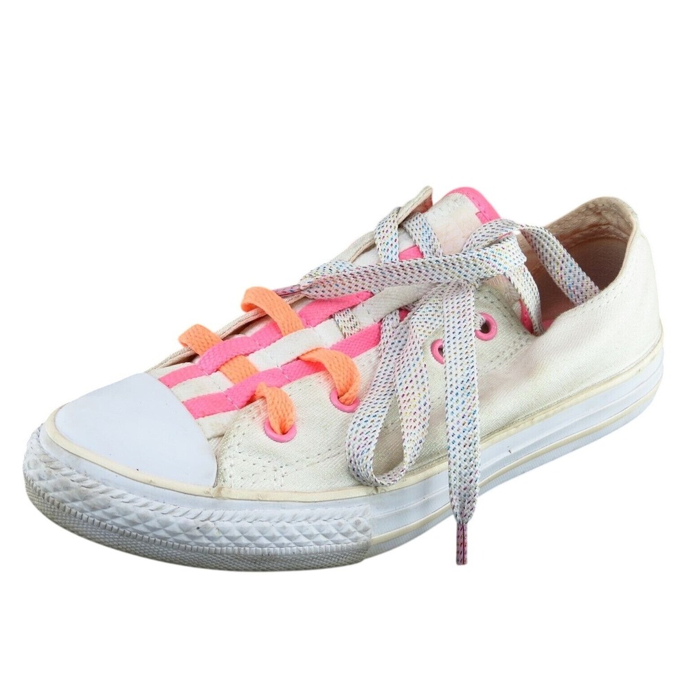 Converse All Star Youth Girls Shoes Size‎ 3 M White Low Top Fabric